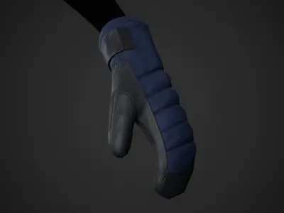 Blue And Black Snowboard Gloves  Low-poly 3D model