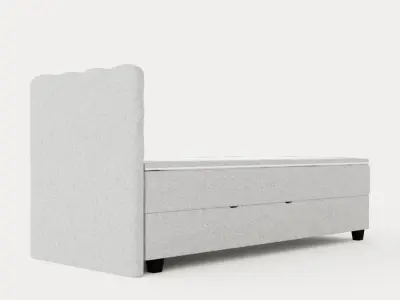 Royal Continental Bed With Storage 90x200 Light Gray Low-poly 3D model