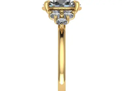 Oval and round multi stone diamond ring 3D print model