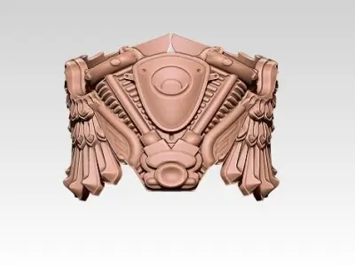 Flying Wings Engine Moto Biker Ring ver 2 3D print model