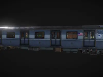 NY Train and Wagon Low-poly 3D model