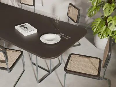 Wood Dining Table - Metal Table PBR Ready Low-poly 3D model