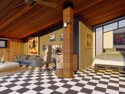 Bedroom and workspace 3D model