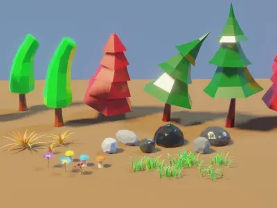 Lowpoly nature pack Free low-poly 3D model