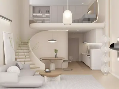 VR loft living room 3D model