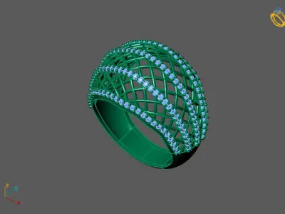 STL 3DM Print Ready Women Diamond Ring Lightweight Printable  3D print model 83