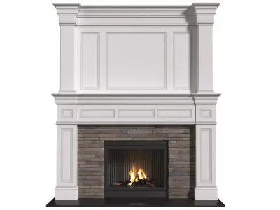 Fireplace modern ArtDeco with masonry 3D model