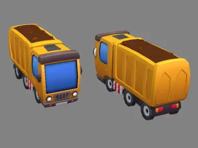 Cartoon truck - Engineering truck Low-poly 3D model