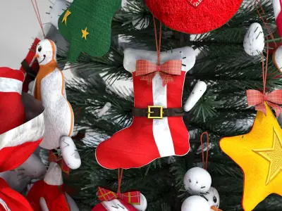 Christmas Felt Decoration Bag 3D Model 3D model