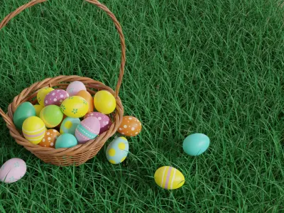 Easter Basket with Eggs 3D model