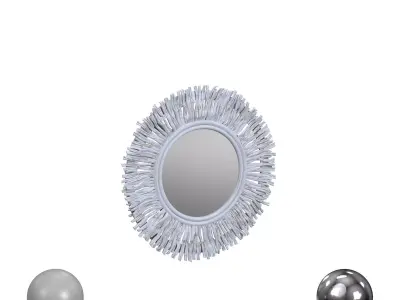 Hapsala And Rattan Mirror White Wash 3D model