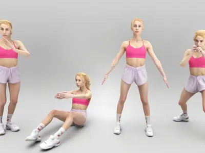 Animated woman sport 347 Low-poly 3D model
