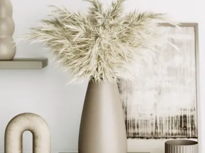 Decorative Set seashell vase 3D model