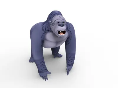 3D Cartoon Gorilla rigged and animated  Low-poly 3D model