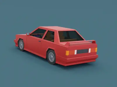 Stylized Cartoon Euro Coupe Car  Low-poly 3D model