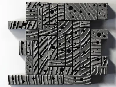 Stone block panel hole n1 3D model