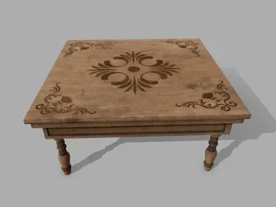 Table wooden Low-poly 3D model