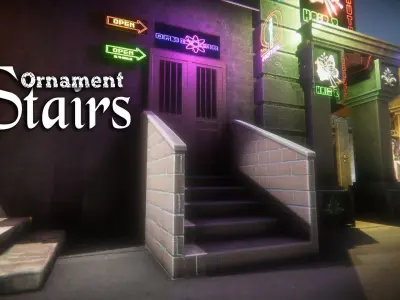 Ornament Stairs Low-poly 3D model