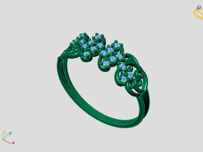 Women Ring Diamond Stone STL 3DM Lightweight Printable 3D print model 42