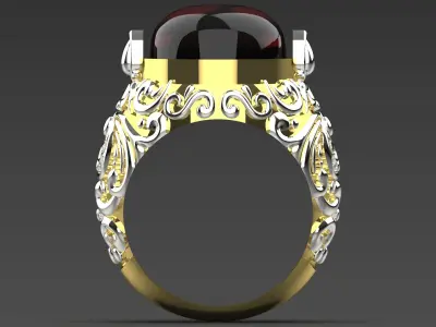Two-tone ring with agate stone model Islamic design gr0105 3D print model