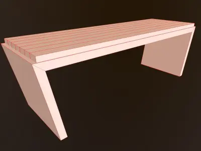 Bench with concrete base  Free low-poly 3D model