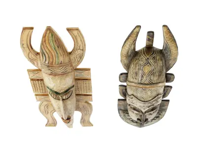 African masks Low-poly 3D model