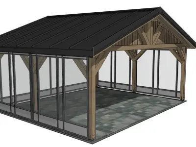5x6 carport wooden 3D model