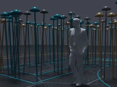 Sticks for street Decoration 3D model