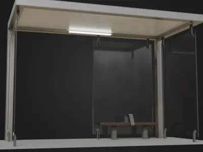 Japanese Bus stop 02 Low-poly 3D model