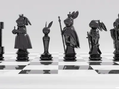 Rabbit Chess set 3D print model