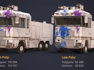 Police Car Water Cannon Hight Poly Low-poly 3D model