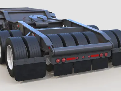 16 Wheel Oilfield Jeep Trailer Low-poly 3D model