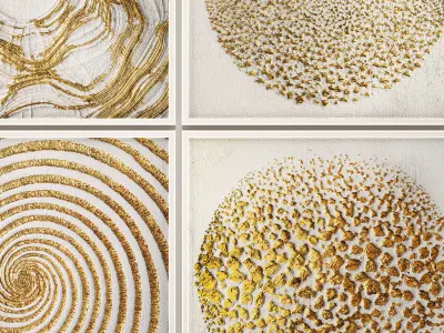 Collection of paintings with gold for walls 11 3D model