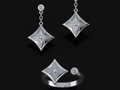 Louis Vuitton Ring and Earrings  3D print model