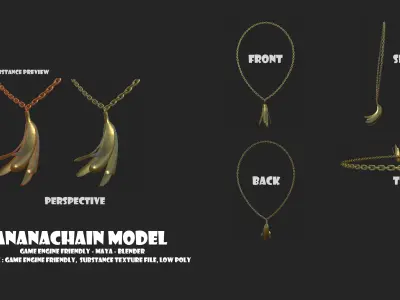 Banana Chain MODEL for Maya Blender and Game Engine Low-poly 3D model