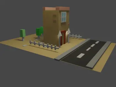 house on street Free low-poly 3D model