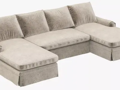 Restoration Hardware Belgian Classic Roll Arm U-Chaise sectional 3D model