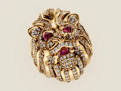 Lion Diamond Ring 3D print model