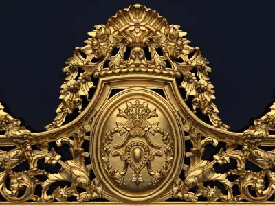 Classic Carved Bed 3D model 08 3D model