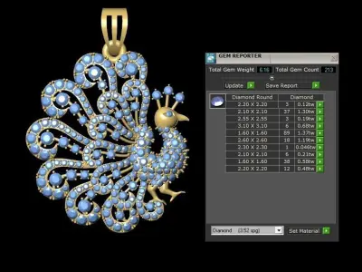 Pearl Peacock Necklace 3D print model 3D print model