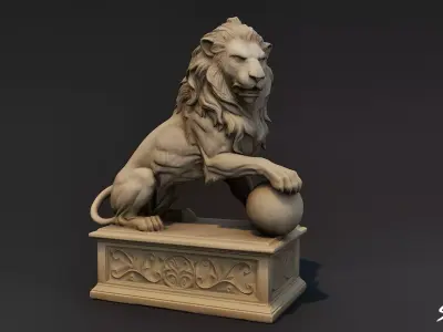 Lion Statue V3 Low-poly 3D model