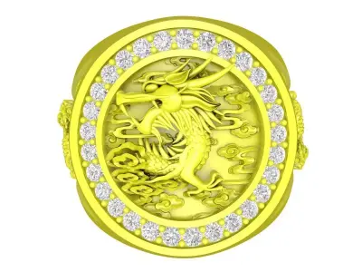zodiac korean luxury chinese dragon men ring 4415 3D print model