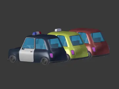 Cartoon police Car - taxi 3D model