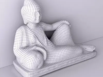 Antique Sitting Buddha Statue 3D model