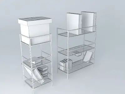 Shelves metal shelving unit with box on top Free 3D model