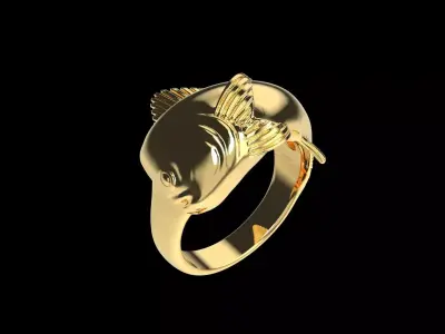 MAHI MAHI DORADO DOLPHIN FISH HEAD RING 3D print model