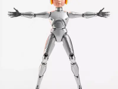 Futuristic Silver Robot model pack Low-poly 3D model