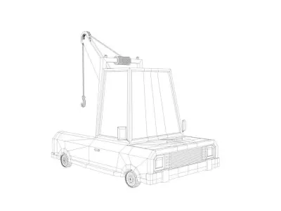 Crane - Low poly cartoon car 3D model