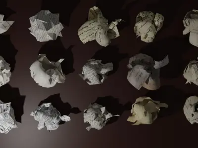 15 Crumpled Paper Ball 3D model