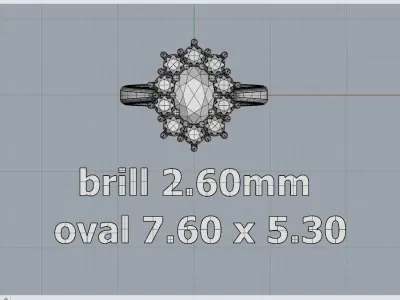 Diamonds ring 3d model 3D print model